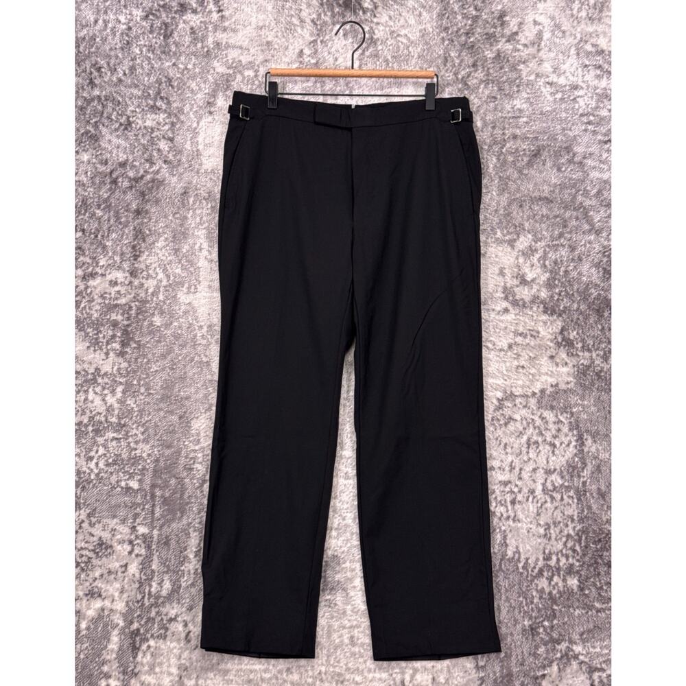 Tom Ford Dress Pants 34 x 30 Mens Black Wool Straight Fit Side Adjuster Trouser